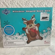 Snow Zone Snow Tube Inflatable Snow Sled Heavy Duty Kids 6+ yr Reindeer Shape