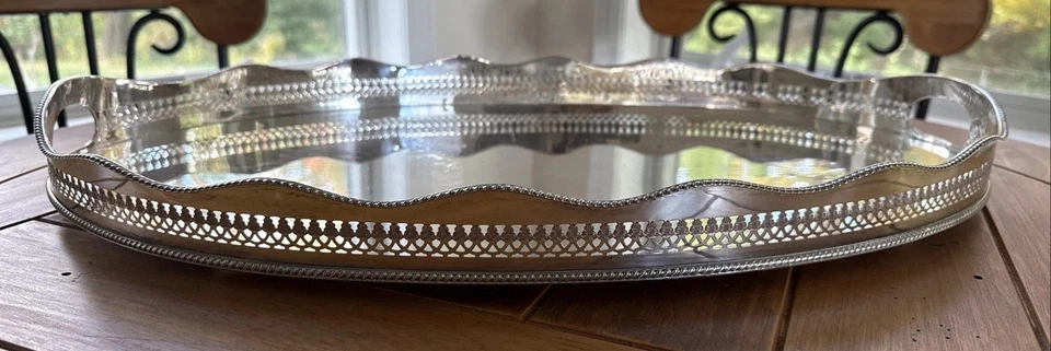 Bandeja de mayordomos pesados plateada sobre cobre de Israel Freeman c. 1900-1910 Foto 4 de 4