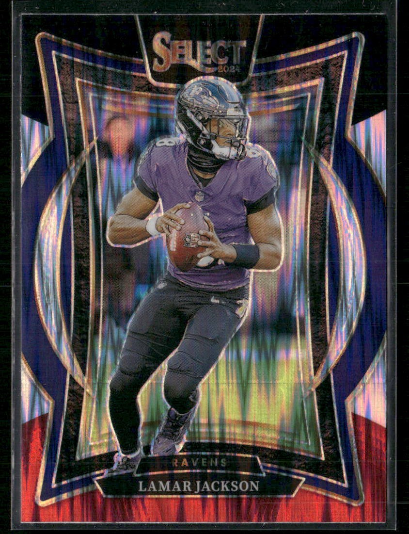 2024 Panini Select #35 Lamar Jackson Black & Red Prizm Shock