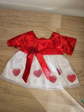 Build A Bear Formal Dress Red White Valentines Hearts Satin Clothes Outfit