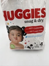 Huggies Snug Dry Size 4 Diapers 22-37 lbs 27 Count Leakproof Fragrance Free