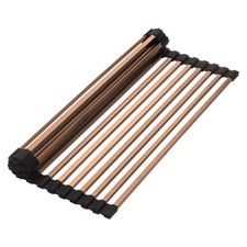 Brushed Copper Stainless Steel Roll-up Kitchen Sink Drying Rack 20-7/8″x13″x3/8″