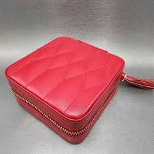 Wolf Caroline zip Travel Case Red Leather Jewelery Case Mirror