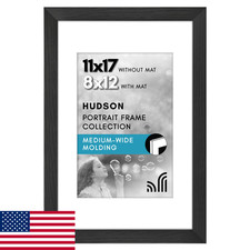 Americanflat 11x17 Black Picture Frame w/ Shatter-Resistant Glass for 8x12