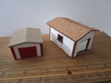 Lot of 2 HO 1/87 Scale Wood Built Storage Shed Building For Train layout