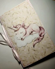 Junk Journal Blank Booklet "UNICORNS & FAIRIES" Handmade Lg 8.5"x5.5" 40pgs