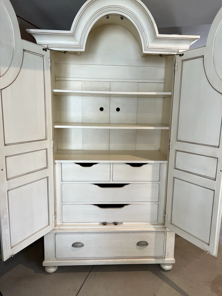 Ethan Allen Armoire Bedroom Wardrobe Storage with Shelving Off White / Cream - Image 3 of 4