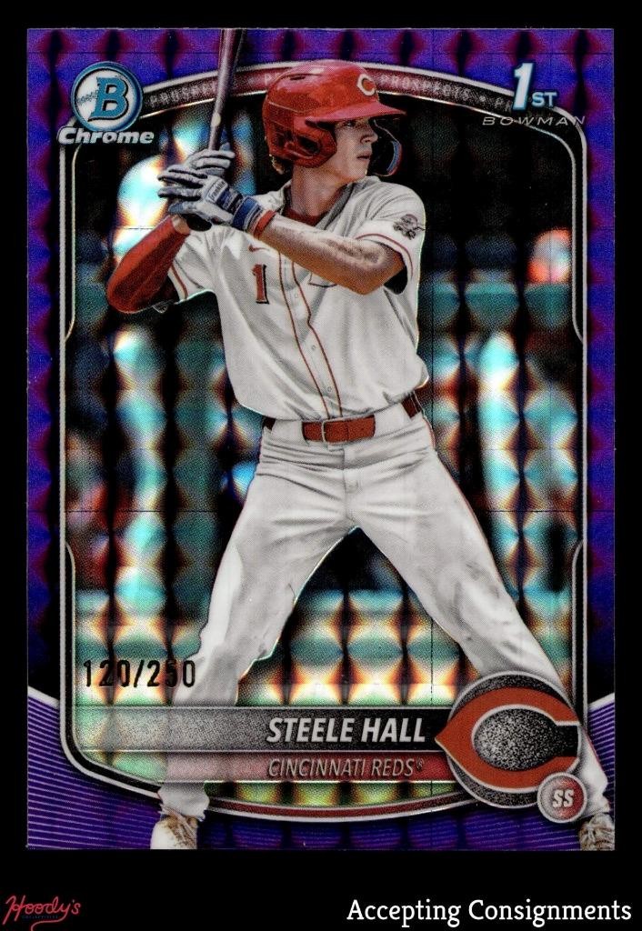 2025 Bowman Chrome Draft Purple Geometric Refractor Steele Hall 1st Rookie /250