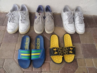 Lot of (5) Pairs Nike Air Force One AF1 Shoes and sandal, Bundle Men's Lot, USED
