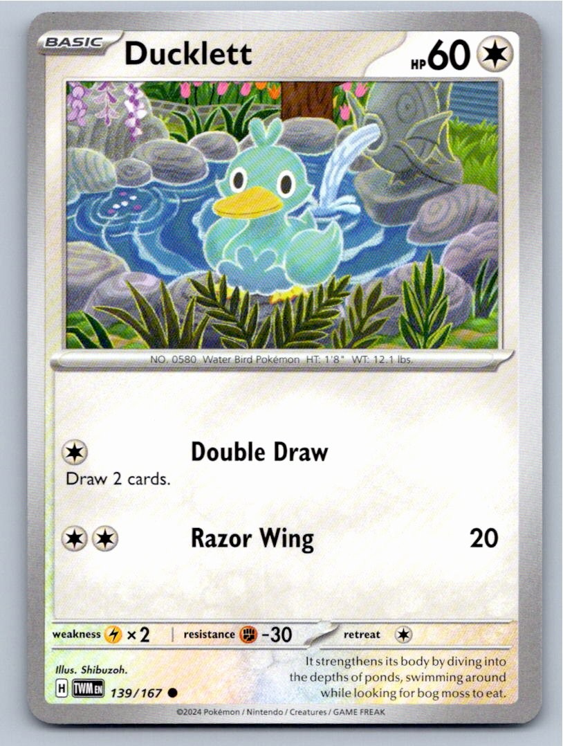 2024 POKEMON DUCKLETT TWILIGHT MASQUERADE 139/167 COMMON NM A38951 FREE S&H