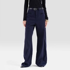 Women's High-Rise Welt Pocket Wide Leg Trousers - A