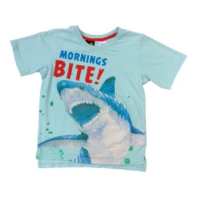 Tilt Boys T-Shirt Size 7 Blue Shark Graphic Tee  Mornings Bite!  Short Sleeve