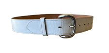 VINTAGE JUSTIN CUSTER WESTERN WEAR WHITE COWHIDE LEATHER BELT ADULT 34
