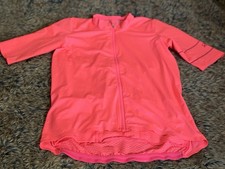 NEW Rapha Core Jersey Womens L Hi Vis Pink White Cycling Short Sleeve Full Zip