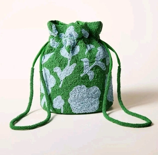 Bolso cubo KATE SPADE X TARGET clásico con cuentas rosa con cordón verde/azul - nuevo con etiquetas Foto 3 de 3