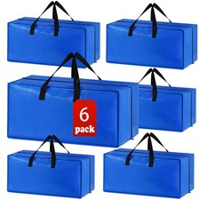 6 Pack Heavy Duty Extra Large Moving Bags Storage Tote - Strong Handles Back...