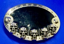 Creepy Five Skull's Head Black Enameled Halloween Gothic Punk Biker Belt Buckle