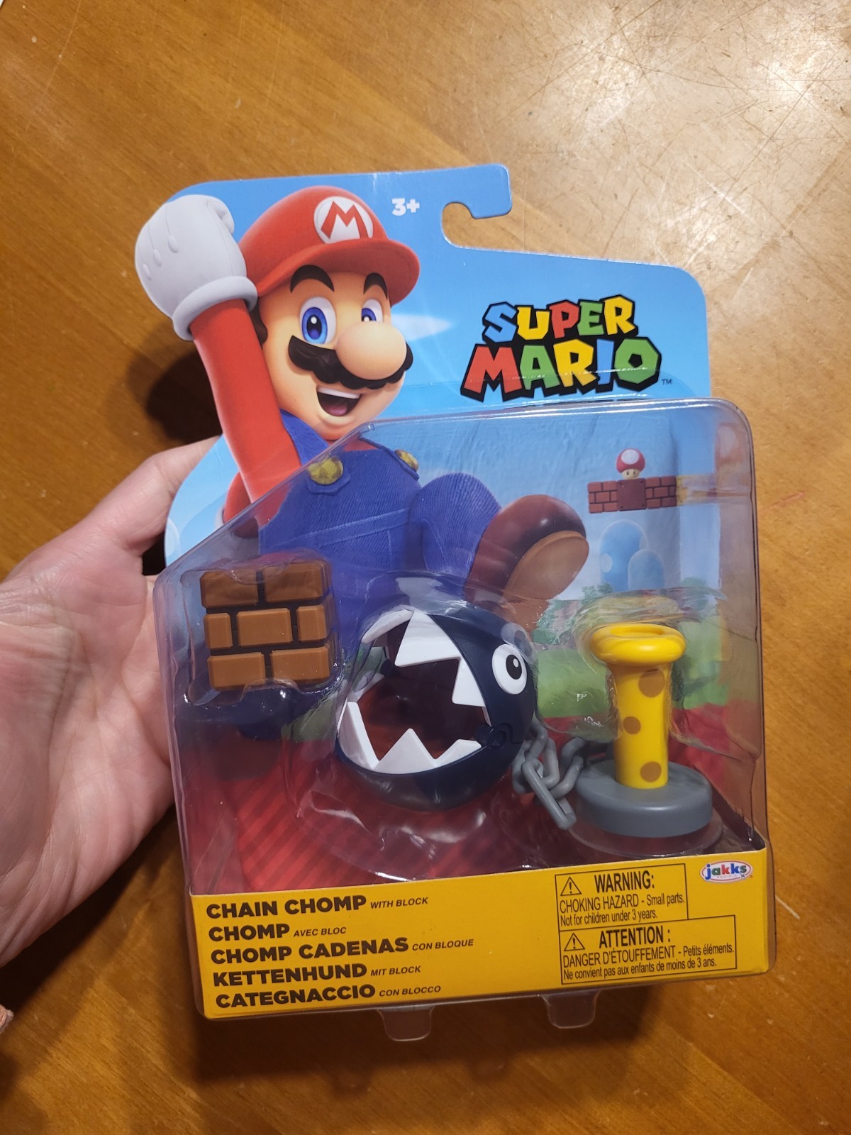 Super Mario CHAIN CHOMP WITH BLOCK 4 Inch Articulated Figure Jakks ...