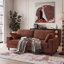 Sofá Loveseat de Pana de 81,8", Sofá de 2 Plazas con Marco de Hierro y Madera Resistente, Cómodo