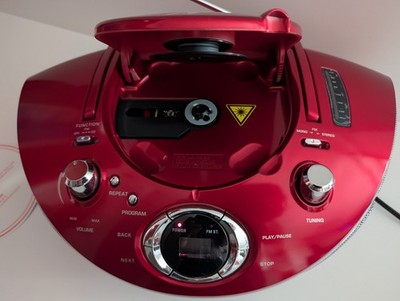 Lenco SCD-33 CD-Player CD-Wiedergabe mit FM-Radio, 1-fach, Rot/Silber