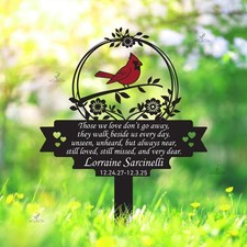 Personalized Memorial Stake Metal Sign Cardinal Garden Yard Cemetery Decor