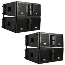 Four Premium Passive 2x10 Line Array Speakers with Dual Compression Drivers