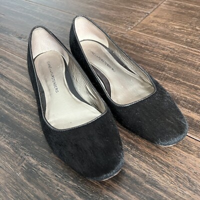 Diane von Furstenberg Black Calf Hair Square Toe Flats Fur DVF Women Sz M  $328