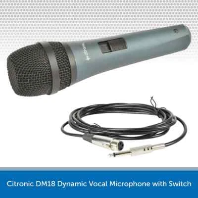 Citronic DM18 Dynamic Vocal Microphone Recording Karaoke PA DJ 4M XLR Jack Lead