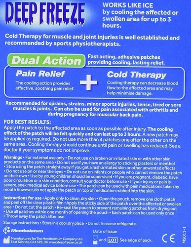 16 Deep Freeze Pain Relief Cold Patches for Back, Neck & Shoulder, Legs & Feet - Picture 2 of 2
