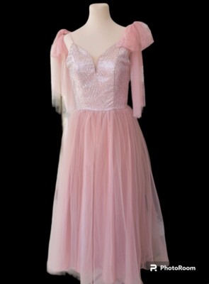 Blush Pink Glitter Ball gown wedding, Debut 18th Birthday Dress, Gala  Small-Med | eBay