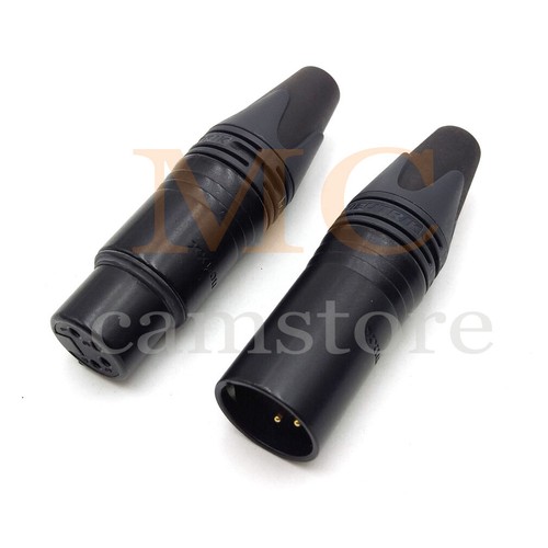 Neutrik Male Female XLR  Black Gold Contact Connector Plug 4 Pin Straight Plug - Picture 1 of 7