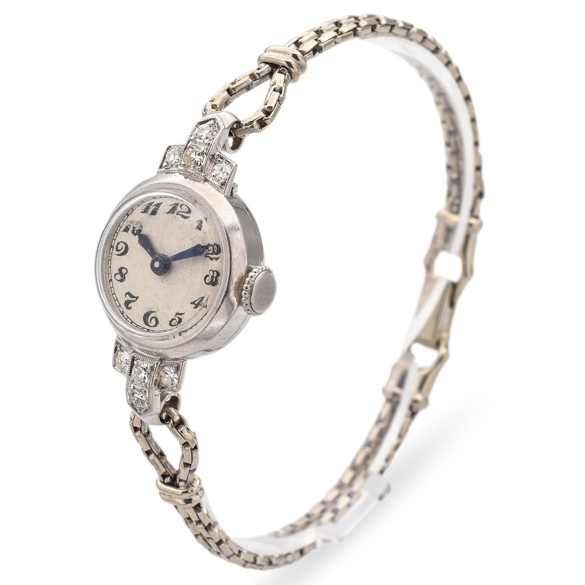 Art Deco J. Schulz Platinum Diamond Swiss Watch With 14K  display picture 1