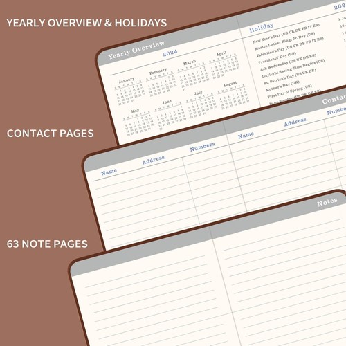 2024-2027 Monthly Pocket Planner - 3 Year Pocket Calendar, Faux Leather Cover... - Picture 4 of 8