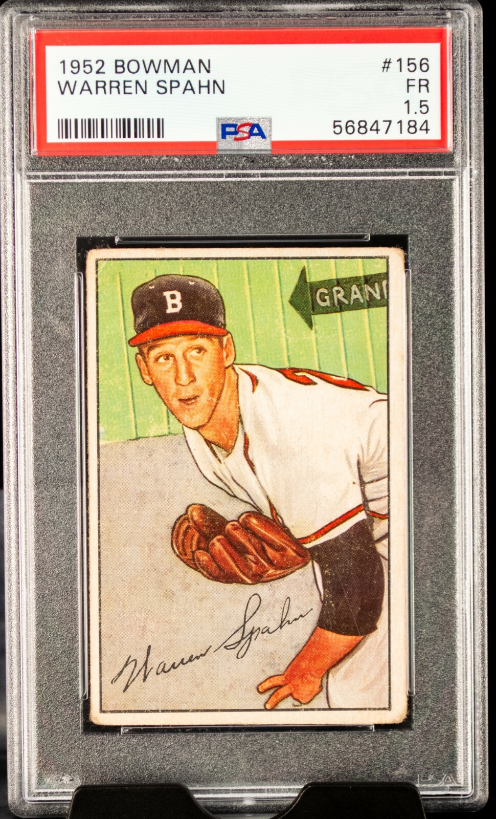 1952 Bowman Warren Spahn #156 PSA 1.5 FR