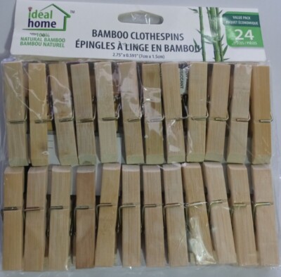 24 Ideal Home Bamboo clothes pegs Classic Assorted 3.23 x 0.79 x 0.59 ins 2 Pack