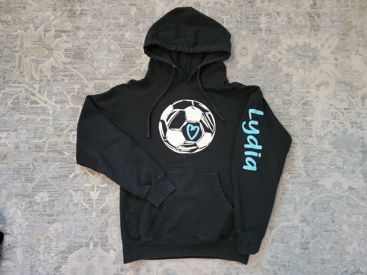 Soccer Personalised Football Hoodies Silver Glitter Girls Football