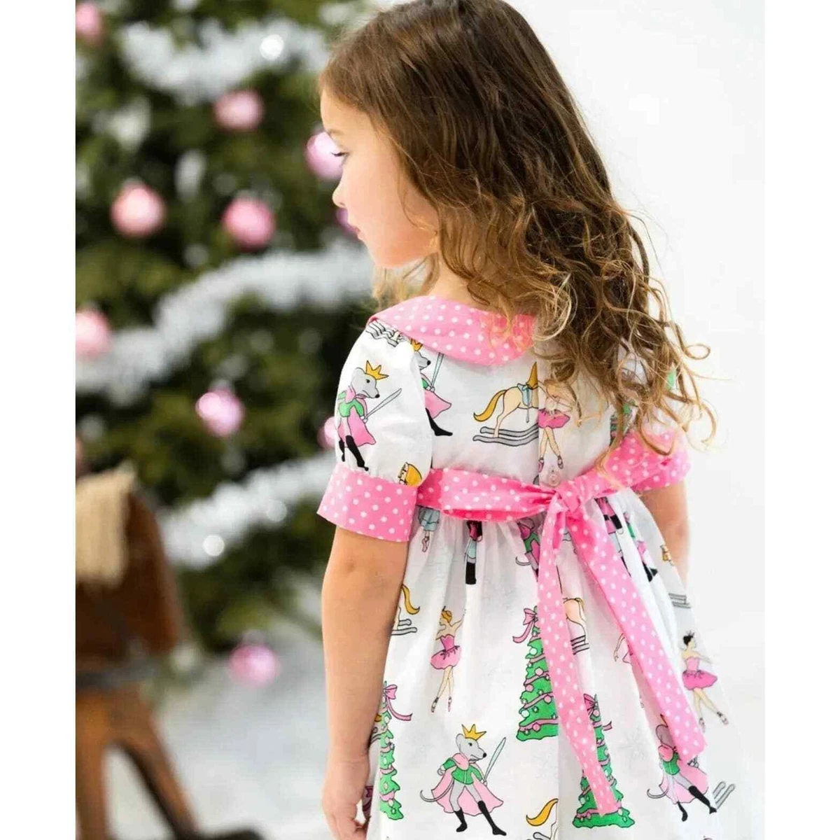 NWOT Eleanor Rose Holiday Pink White Nutcracker Dress Size 6 7
