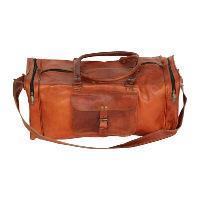 18 '' Echt Herren Leder Reisegepäck Original Vintage Reisetasche Groß Rabatt