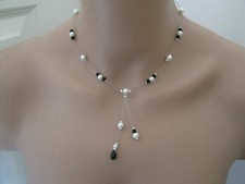 Collier Original perle Noir/Blanc/Ivoire Mariage/Mariée/Soirée robe pas cher