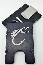 Fish Hook, Aluminum Wallet/Credit Card Holder RFID Protection, Black