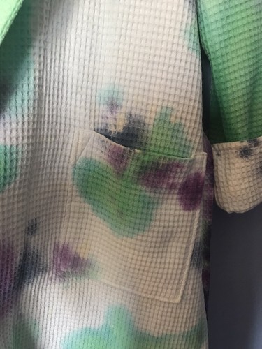 OOAK Hand Tie Dyed Turkish Cotton Castle Waffle Knit Bath/Spa Robe Size S Pastel - Picture 19 of 20