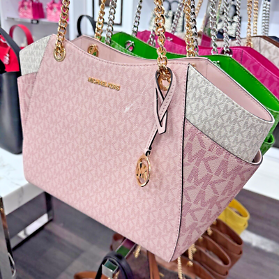 Michael Kors Jet Set Travel Large Chain Shoulder Tote Logo Bag