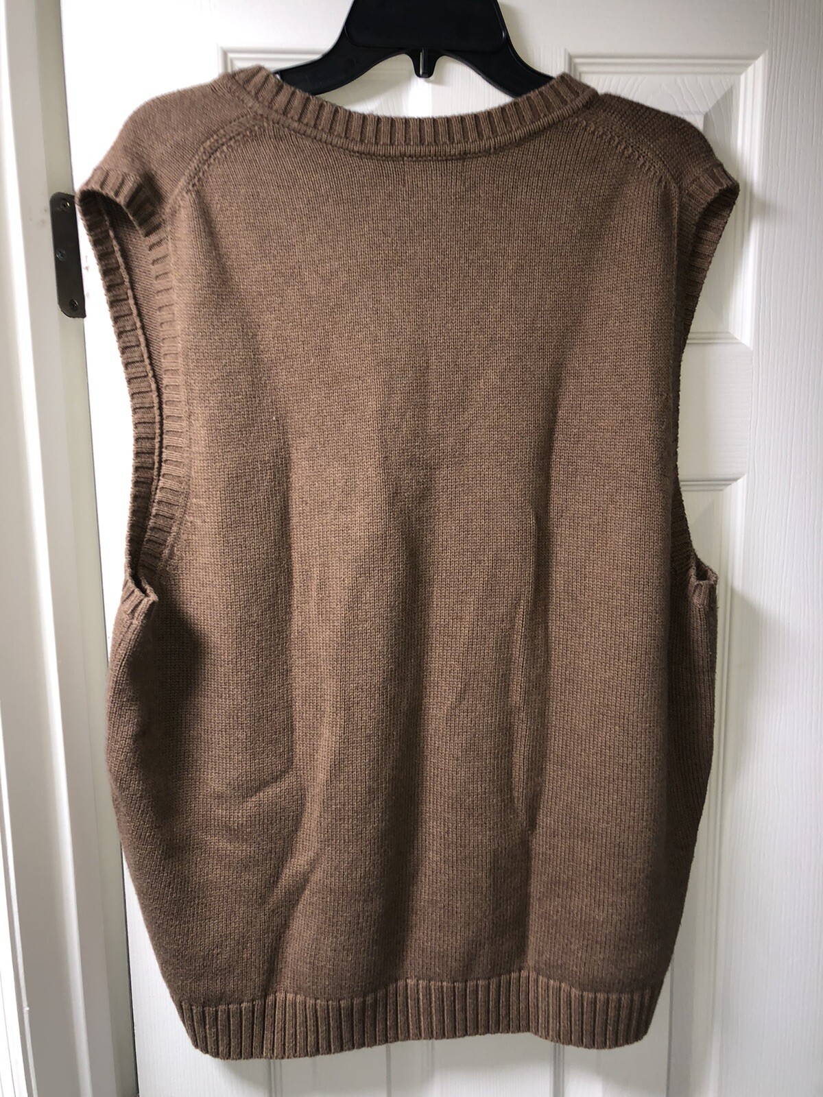 LL Bean Sweater Vest Adult Large V Neck Knit Cotton Brown Item Number