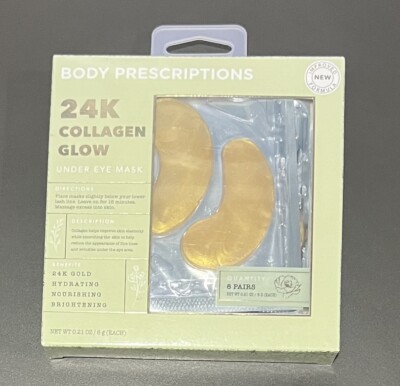 Body Prescription 24k Collagen Glow Under Eye Mask Hydrating 8 Pairs 