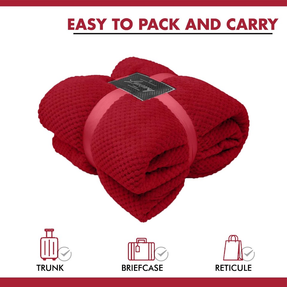 Luxury Popcorn Throws Double & King Size Cuddly Cosy Warm Blanket For