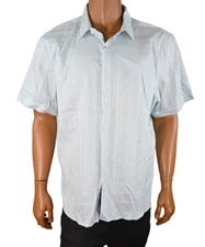 Perry Ellis Mens Shirt New XXL Solid Light Blue Long Sleeves Button Down