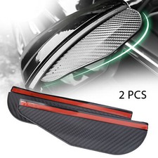 2pcs Carbon Fiber Black Mirror Rain Visor Guard For Car Auto Accessories