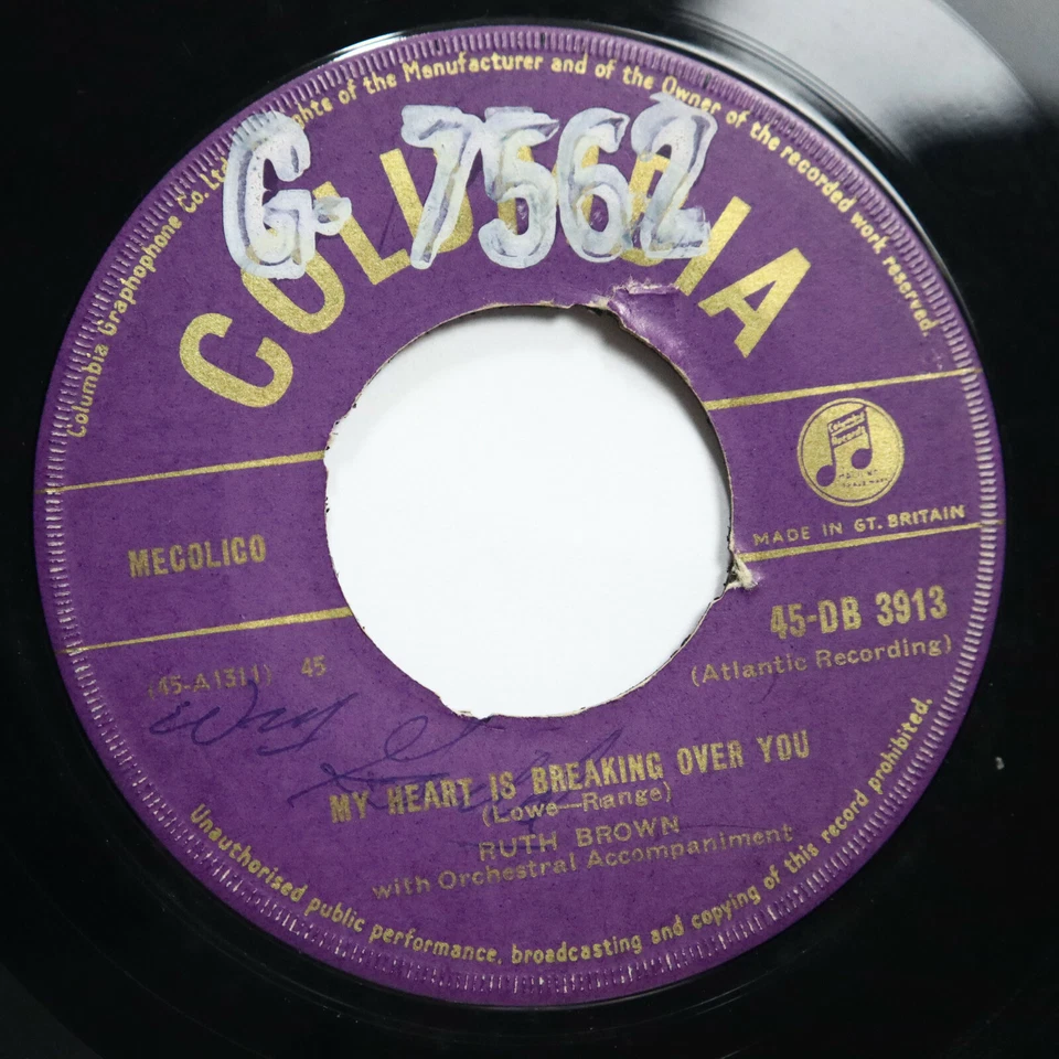 RUTH BROWN - LUCKY LIPS / MY HEART IS BREAKING OVER YOU - SOUL 45 (UK COLUMBIA) Foto 2 de 2