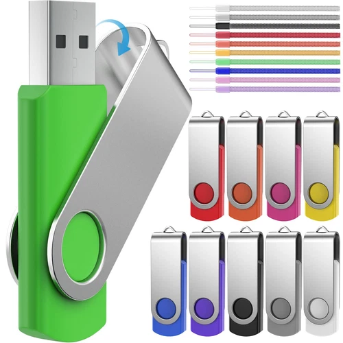 1GO Lot de 10 Clés USB 2.0 Pivotante Cle USB Mémoire Flash Couleur Mixt Clefs...