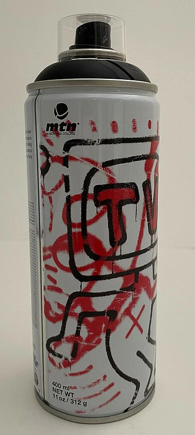 Lata de pintura en aerosol negra KEITH HARING Beyond The Streets Montana MTN Street Art BTS Foto 4 de 4